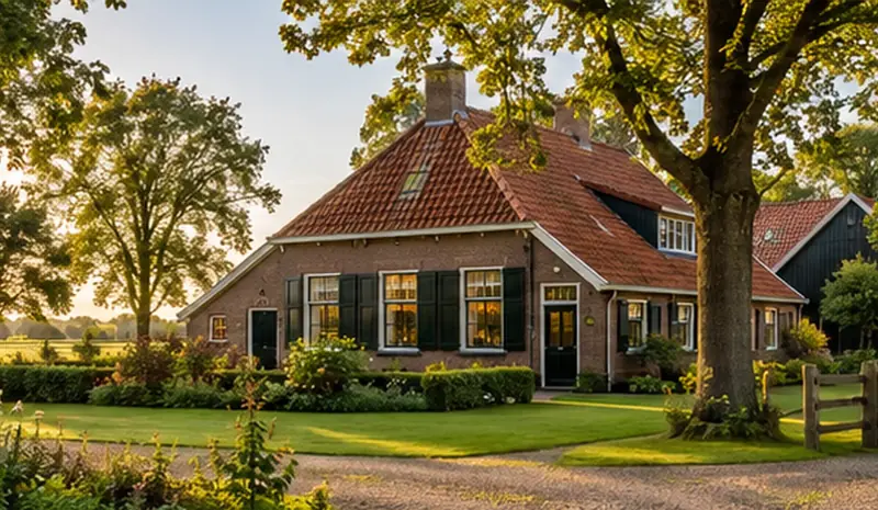 Sfeerbeeld van een Nederlandse boerderij met erf